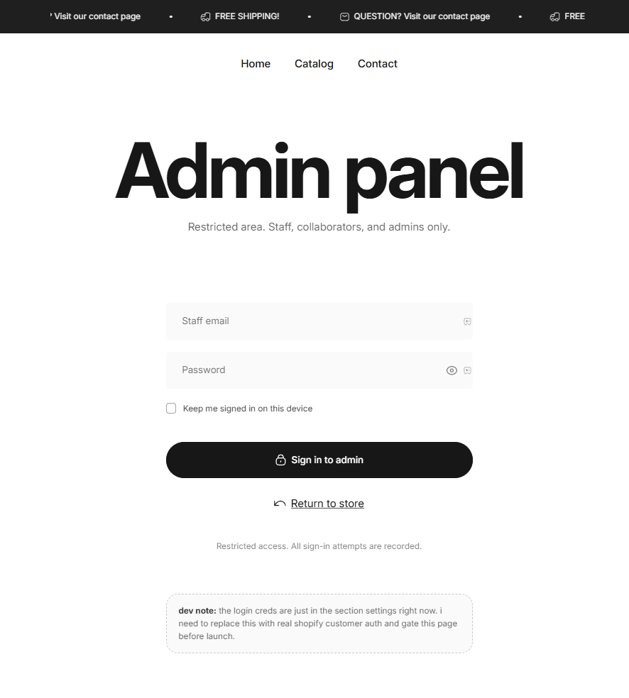 Admin sign-in